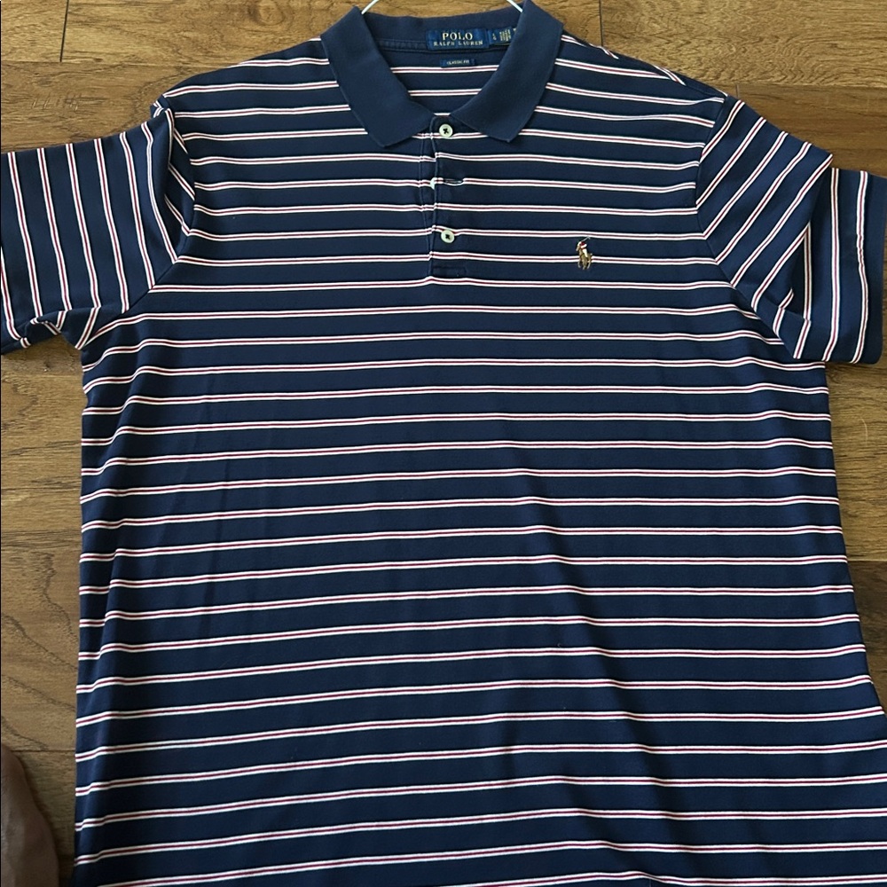 Polo by Ralph Lauren Navy and Red Striped Polo Shirt